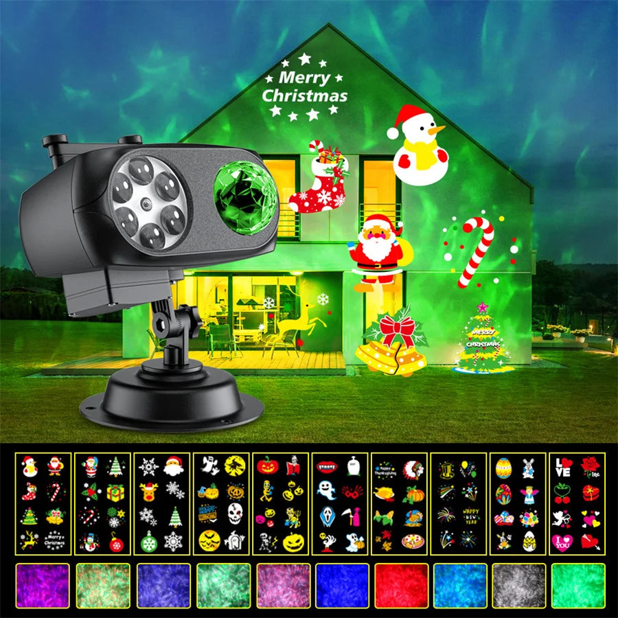 Ocean Wave Halloween Christmas Projector Light Outdoor 10 HD Holiday Slides Christmas Projectors Light Christmas Light Show