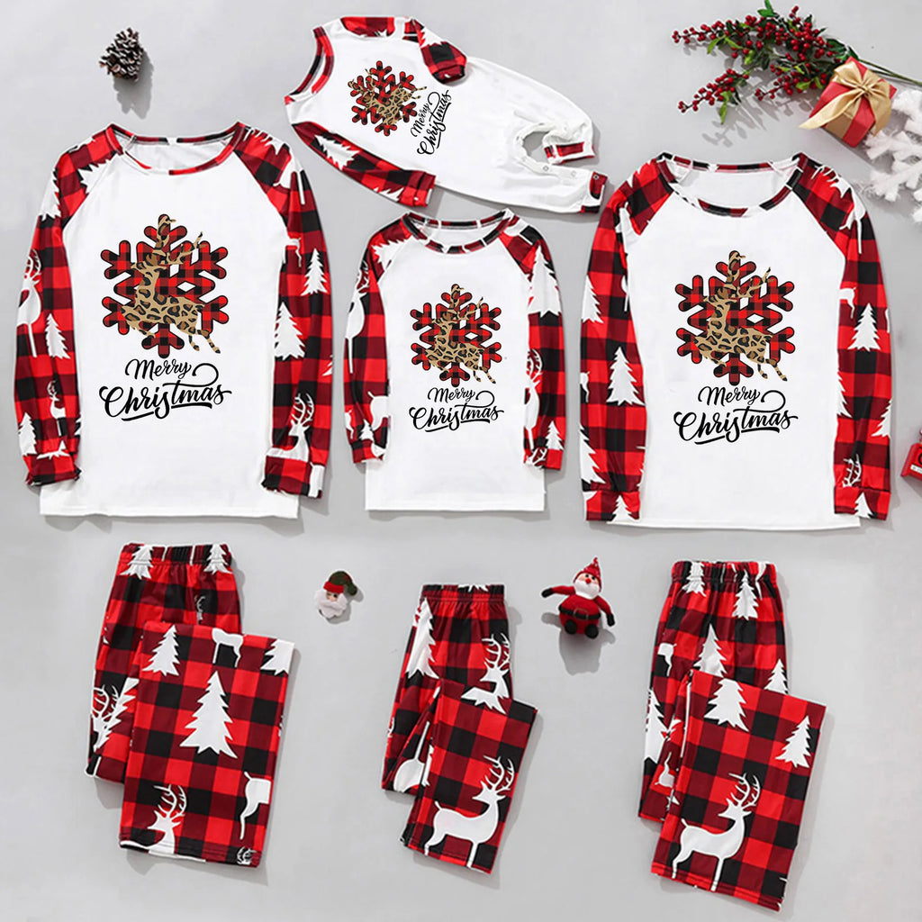 Mommy and Me Clothes Christmas Elk Snowflake Pyjamas Suit Long Sleeve O Neck Sleepwear Adults Kids Matching Set Xmas Gift Pijama