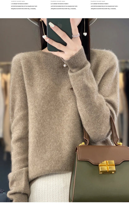 New Cashmere Sweater for Women in Autumn and Winter 100% Merino Wool Fashion O-neck Warm Pullover Top