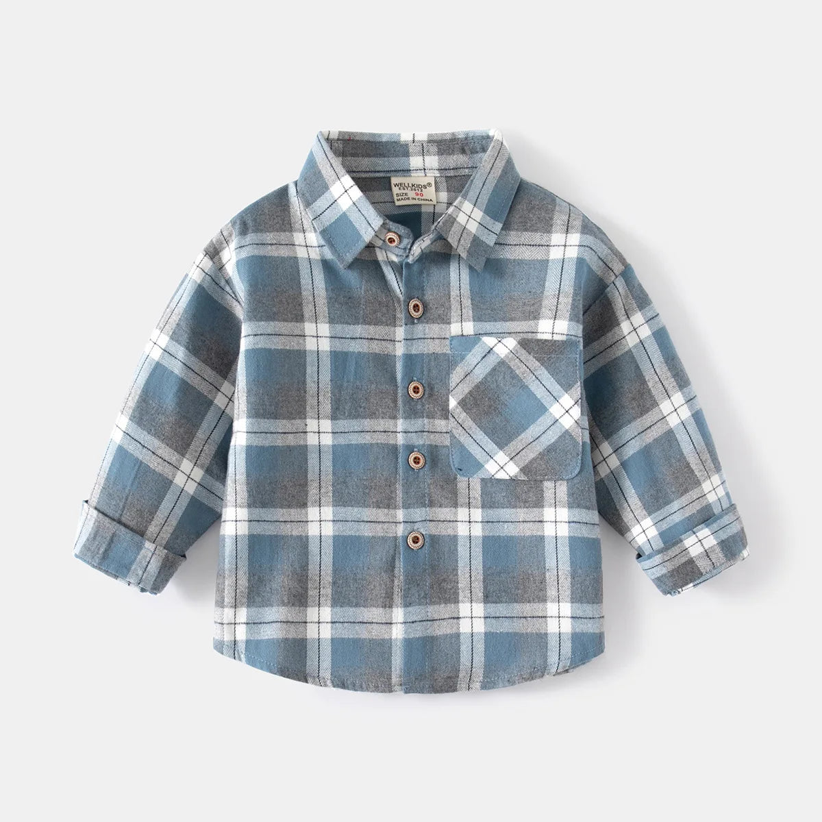 New Children's Clothes  Kids Shirts With Collar Boys' Cotton Long Sleeved Baby Clothing Casual Top Plaid Blouse for Boys 2-7Y